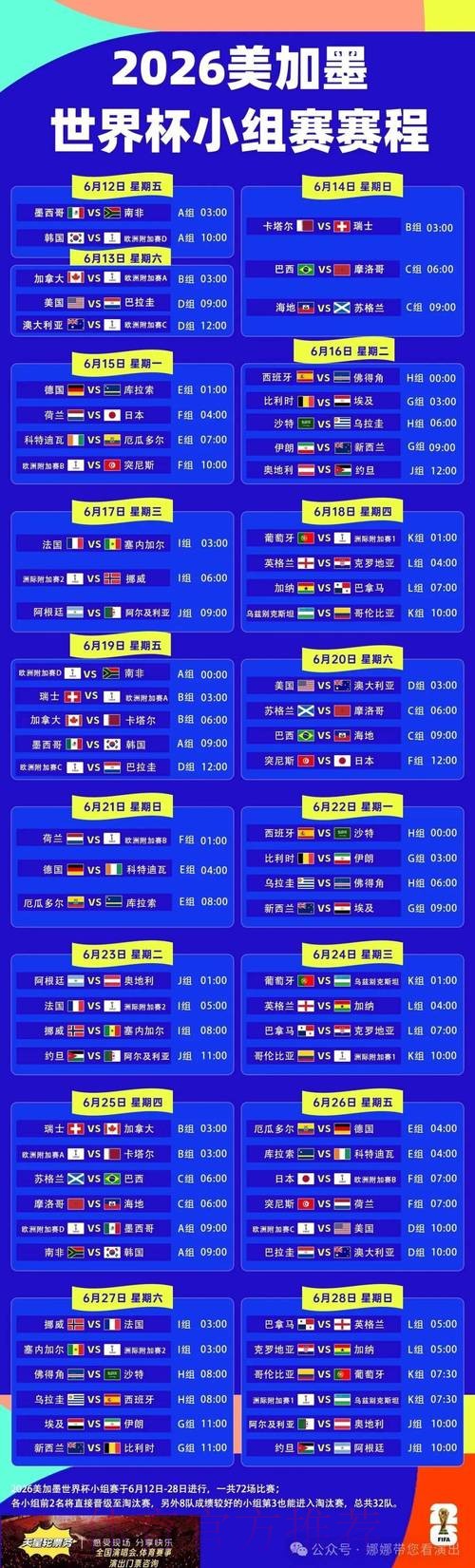 2026世界杯赛程一览完整安排怎么查